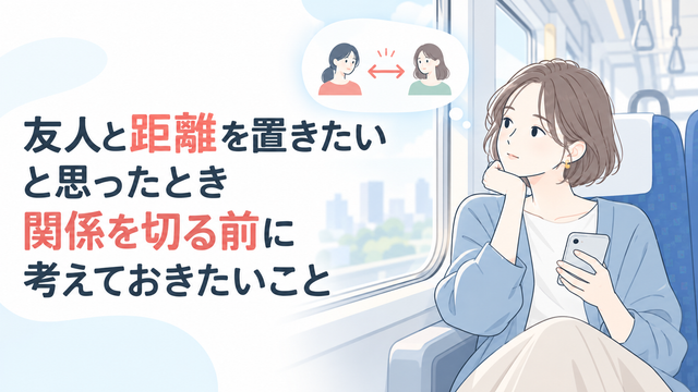 友人と距離を置きたいと思ったとき｜関係を切る前に考えておきたいこと