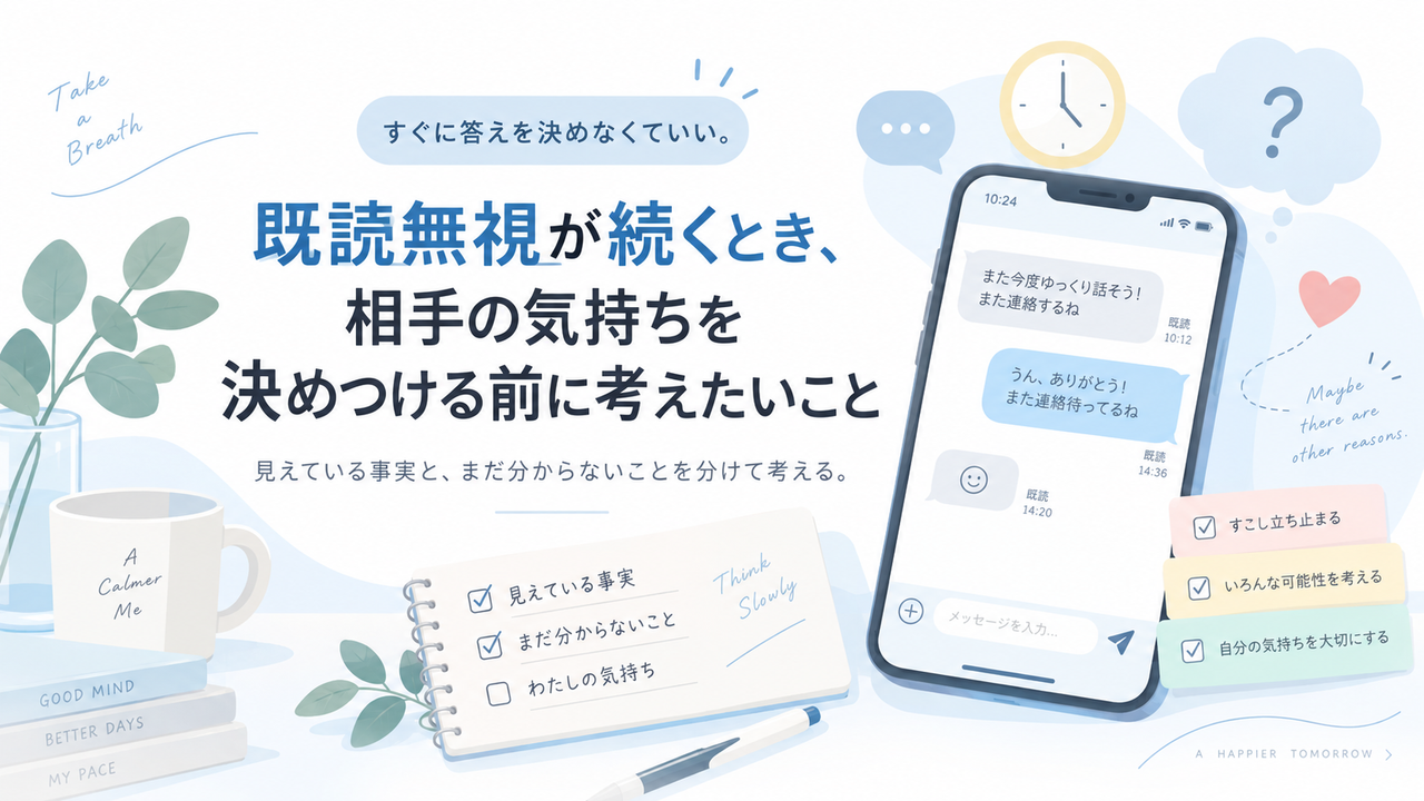 既読無視が続くとき、相手の気持ちを決めつける前に考えたいこと