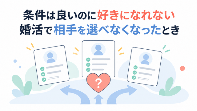 条件は良いのに好きになれない｜婚活で相手を選べなくなったとき