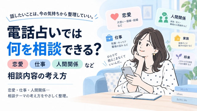 電話占いでは何を相談できる？恋愛・仕事・人間関係など相談内容の考え方