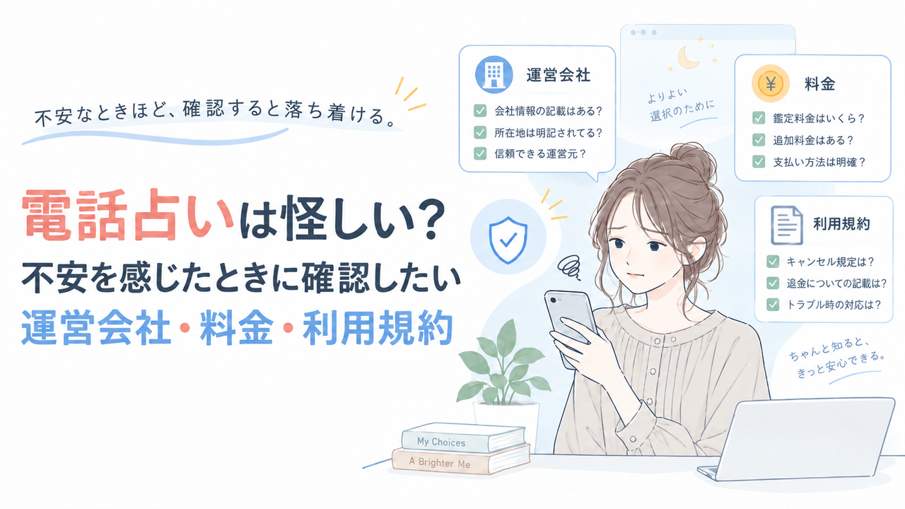 電話占いは怪しい？不安を感じたときに確認したい運営会社・料金・利用規約