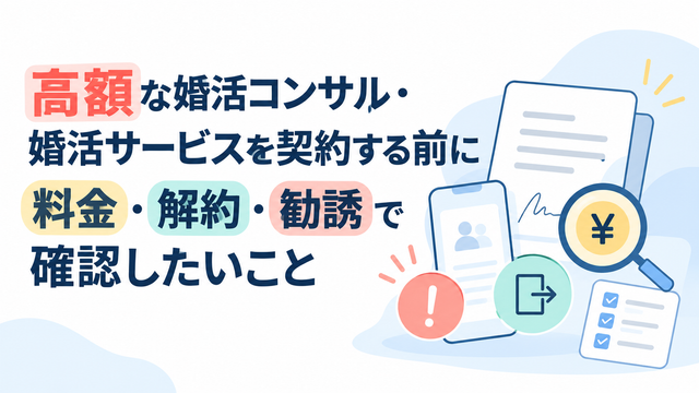 高額な婚活コンサル・婚活サービスを契約する前に｜料金・解約・勧誘で確認したいこと